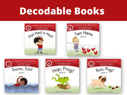 An image of Charge into Reading's Short Vowel Decodable Reader Set