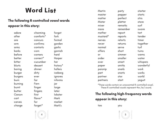 The Perfect Dinner Party: R-Controlled Vowel Decodable Chapter Book