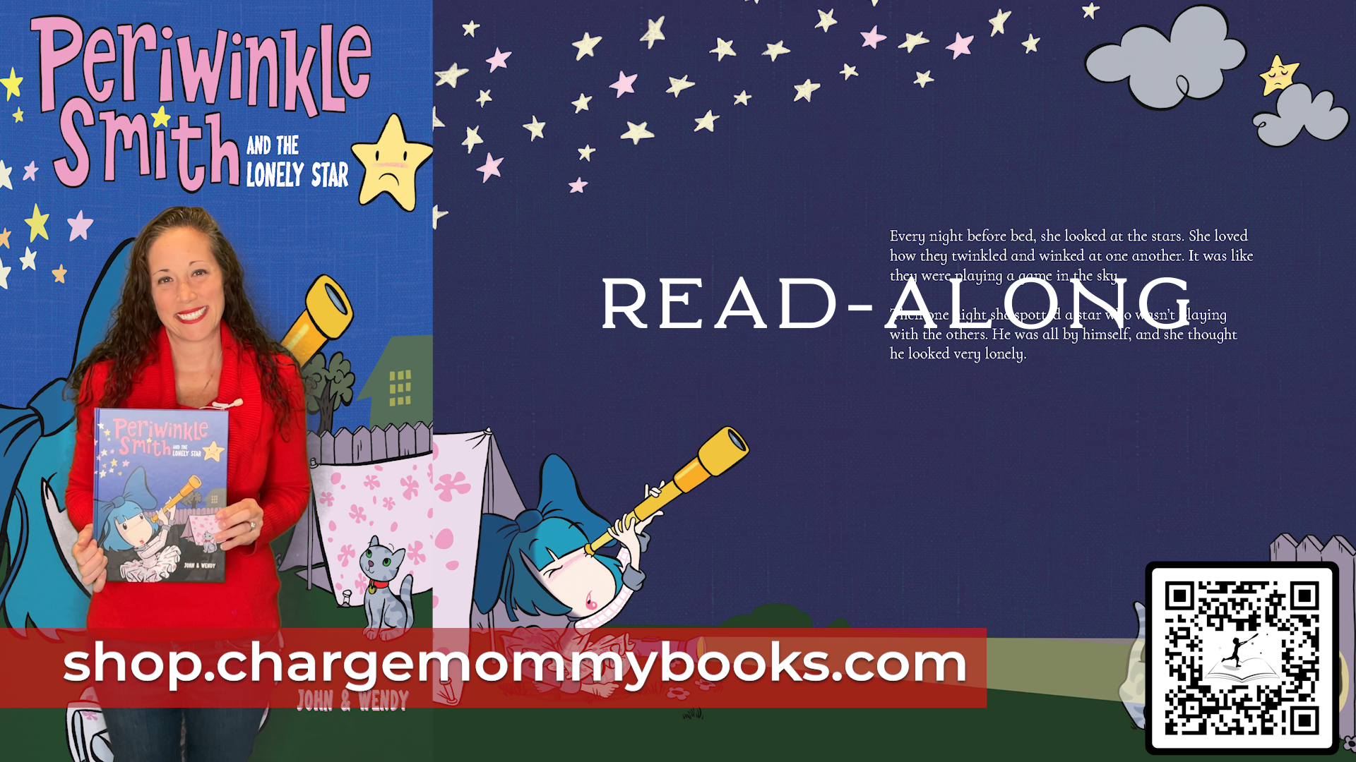 Load video: Read along with Brooke Vitale from Charge Mommy Books as she reads Periwinkle Smith and the Lonely Star written and illustrated by John &amp; Wendy.