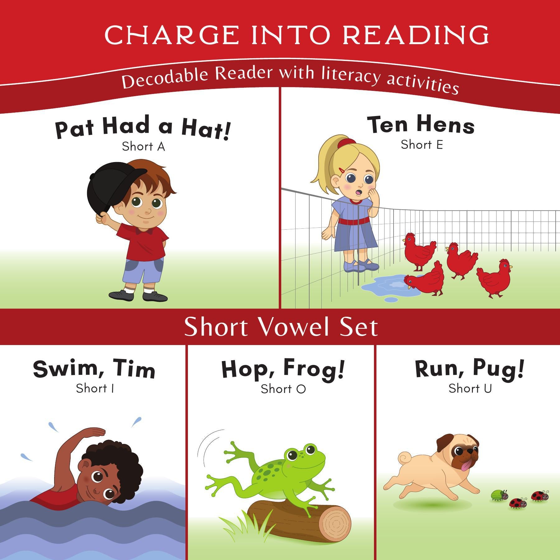 Stage 1: Short Vowel Decodable Reader Set – Charge Mommy Books