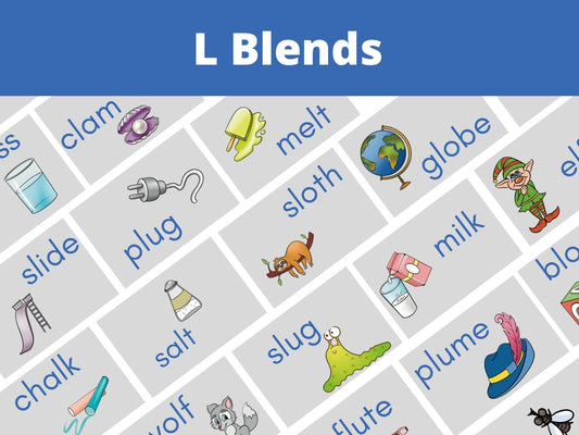 The main article image  showing different l blend words