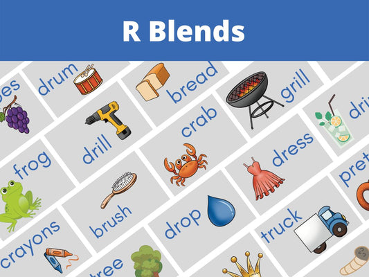 The main article image  showing many r blend words