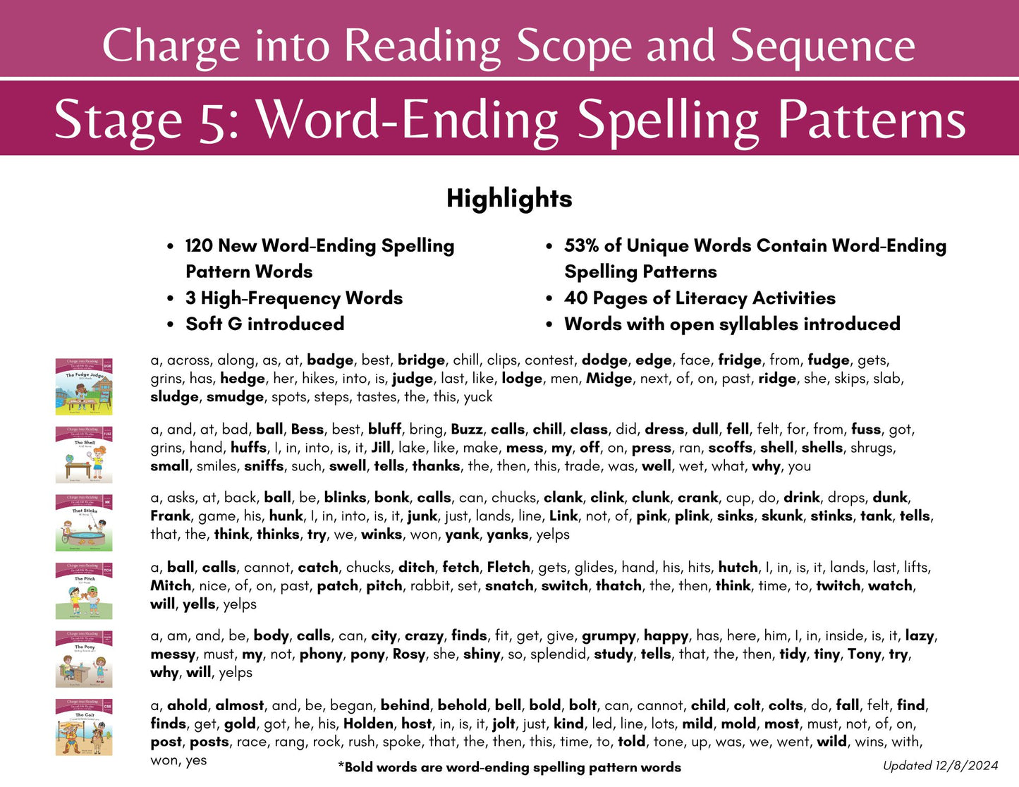 Stage 5: Word-Ending Spelling Patterns Decodable Reader Set
