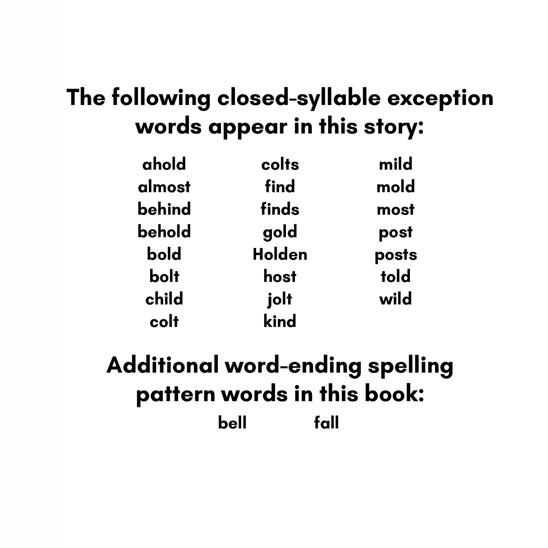 Closed Syllable Exceptions, Glued Sounds